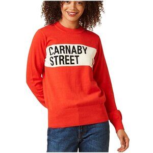 Joanie Clothing Bailey Carnaby Street Intarsia Jumper sweater XS S London orange